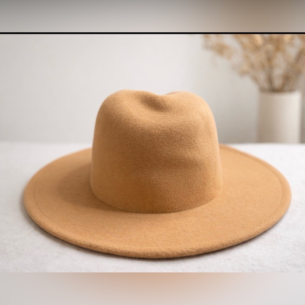 Abercrombie & Fitch Camel Wool Felt Wide Brim Fedora Hat Boho Chic